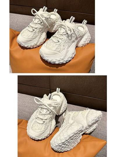 Atmungsaktive Sneaker für Damen – Halbschuhe für Damen – Freizeit-Sneaker mit dicker Sohle für Damen – Neue Freizeitschuhe – Absatzhöhe 7 cm