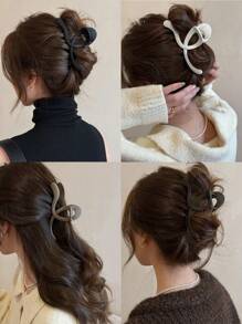 1-4pcs Women's Big Size Lightweight Plastic Hair Claw Clip In White, Black, Khaki & Coffee Colors - Fashionable, Versatile, Simple Style, High-Grade, Elegant, Suitable For Daily Use, Outings, Hair Styling, Washing, Makeup, Clothes Matching, Accessory, Headwear Casual Hair Clips Hair Jaw Clip Hair Clamps Hair Clutch Hair Catcher Clip Fall Winter Hair Accessories For Women Bows For Vacation Outfits Woman