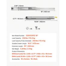 Set Of 2 Drawer Rails, Full Extension, Available In Various Sizes From 16 To 60 Inches, 250 Lbs Weight Limit, Locking Mechanism, Ball Bearing Side Mount Drawer Slide Rail - 250lbs 18 Inches - View 7