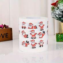 1 Piece Christmas Print Toilet Paper Roll - White Paper, Santa Claus Theme Decorative Home Decor, Holiday Gift For Restaurant Cafe - Multicolor - View 6