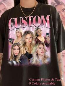 1pc  Custom Vintage Bootleg Shirt, Photo Tee, Couple Gift, Funny Anniversary Shirt, Boyfriend Girlfriend, Best Friend Gift, 100% Cotton, S-3XL - Black - View 1