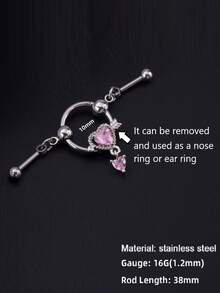 1 Stück Titan-Stahl Ohrknorpel Piercing Schmuck, rosa Schmetterling, Herz, Zirkonia Stern, Buchstabe, Hase, Engel, Pfirsich Herz Charm