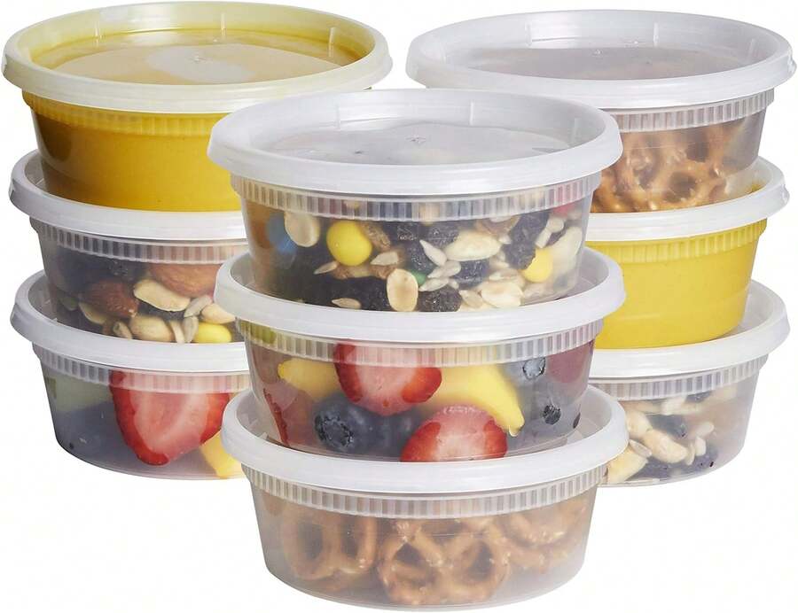 GUSTO [32 Oz. - 24 Count Plastic Deli Containers With Lids - Disposable Food Storage Containers With Airtight Lids, Ideal For Soups, Stews, And Meal Prep - 8 Oz - View 1