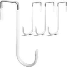 2pcs Over The Door Hooks, 4 Packs Door Hangers Hooks With Rubber Prevent Scratches Heavy Duty Organizer Hooks For Living Room, Bathroom, Bedroom, Kitchen Hanging Clothes, Towels, Hats, Coats, Bags White - Silver - View 1