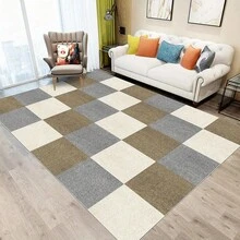 12/30pcs Square Mat 30X30cm Self-Adhesive Mixed Color Splicing Floor Mat Non-Slip Self-Adhesive Carpet Floor Tiles Mat, Anti-Slip, Easy To Sweep, Suitable For Bedroom, Living Room, Kitchen, Office, And Porch Decoration, Multi-Purpose Splicing Square Cement Non-Slip Floor Sticker,