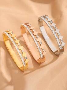 1 Stück koreanisches Mode Armband mit Vierblättrigem Kleeblatt und Strass, minimalistisch elegantes Freundschaftsarmband als Geschenk für Frauen
