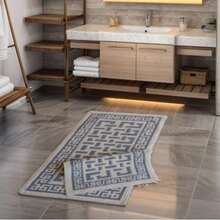 2 Piezas Juego de Alfombras Kilim 60x100 Cm + 50x60 Cm | Tela Tejida Suave y Ligera | Respaldo Antideslizante, Lavable a Máquina | Ideal para Sala de Estar, Cocina, Pasillo, Dormitorio | Hecho en Turquía - Morado - Ver 1