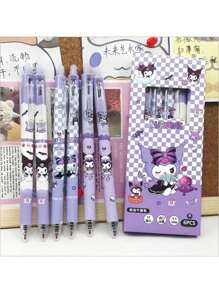 Sanrio 12pcs/6pcs/Set Sanrio Clicker Erasable Pens, Cute Kuromi Design For Students, 0.5mm Black & Blue Refills, Great Back To School Gifts