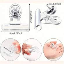 20-Piece Clear Bulldog Push Pin Clips, Stainless Steel 30MM Thumb Tacks For Cork Boards, Bulletin Boards & Photo Walls - Transparent Clip Large - View 2