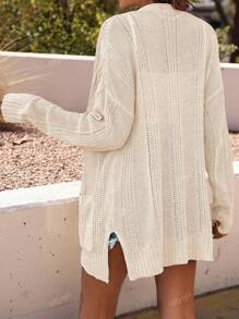 Women's Fashionable Simple Solid Color Knitted Thin Cardigan, Suitable For Daily, Airport, Date Night, Holidays, All Seasons