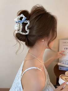 1pc Cute Bow Polka Dot Puppy Claw Clip Elegant Half Updo Hair Clip Hair Claw Stylish Multi-Wear Headpiece Fashion Hair Accessories
