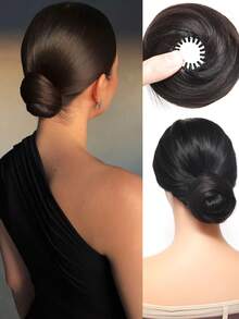 合成爪形发髻马尾发髻接发黑棕色发髻发饰适合女士女孩日常派对使用