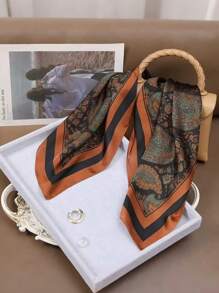 1 pezzo Sciarpa quadrata elegante da donna in finta seta con stampa paisley da 70cm, nuova bandana estiva, fascia per capelli, bandana, accessorio di moda per decorazione, ideale per completare il tuo look