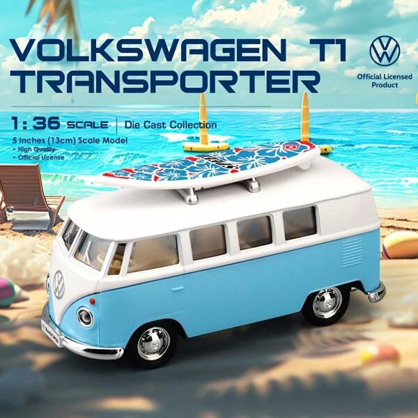 Burago Modèle de voiture de jouet RMZ Simulation 1:36  Bus avec planche de surf, ornement de voiture pour enfants, modèle de voiture à rebond, peut ouvrir la porte, jouet pour garçons, cadeau d'anniversaire