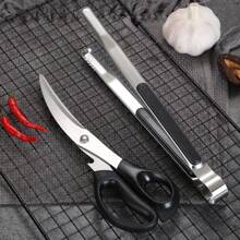 Kitchen Shears, Barbecue Shears And Tongs Set, Stainless Steel Multi-Functional Non-Slip Serrated Sharp Meat, Chicken, Vegetable Cutting Kitchen Shears, Barbecue Tongs