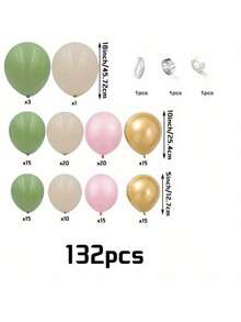132 件丛林狩猎派对气球花环套装，橄榄色、粉色、白色、金色乳胶气球装饰，适合生日、新娘和青少年淋浴森林派对装饰 - 綠色 - 查看 7