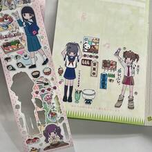 Vintage Masking Tape Roll, Girls Daily Stickers For Basic Collage, Character Journal, Cute School Supplies, Back To School