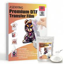 A4 10/20/30 Blatt DTF-Transferfilm-Papier + 200g Thermotransferpulver A4 8,3*11,7 für Epson Tintenstrahldrucker, DTG-Drucker, DIY-Direktdruck auf T-Shirts, Textilien, Schulmaterial, Schulanfang