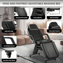 Adjustable Chair With Wheels 73inch Tattoo Bed Client Massage Table With Stool Massage Table Bed Spa Beauty Esthetician White