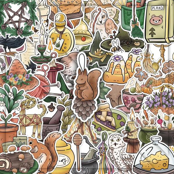 50 piezas de pegatinas de ardilla de dibujos animados en estilo Mori para estuches de teléfono, cajas de almacenamiento y decoración de cuadernos