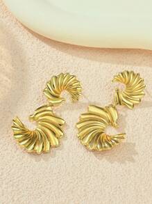 1 par de pendientes tipo botón con formas de corazón, estrella de mar, sol, floral y geométricas en tono dorado de acero inoxidable, adecuados para uso diario, playa, fiesta y vacaciones, gran regalo para amigos