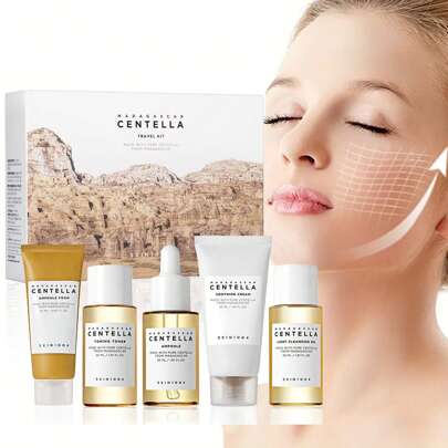 Coffret de soins de la peau à la Centella Asiatica de Madagascar - Essence + Huile Démaquillante + Lait Démaquillant - Coffret de soins de base, coffret cadeau, cadeau pour femme