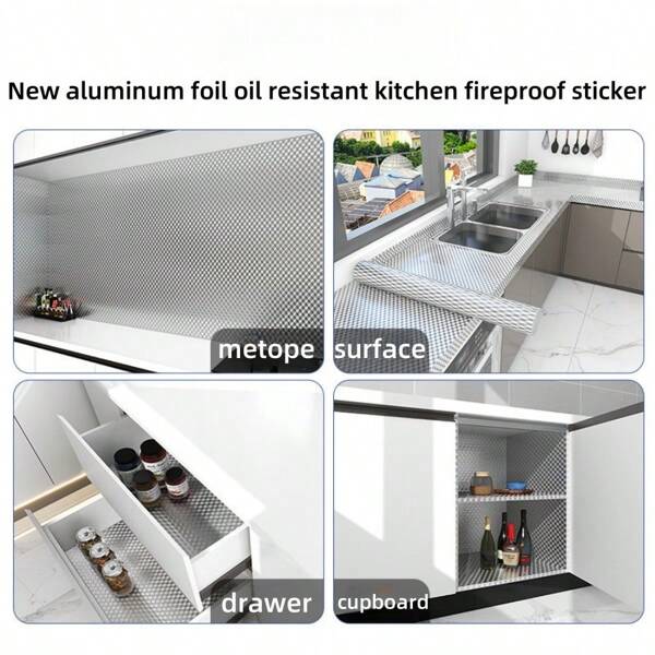 New Aluminum Foil Anti-Oil Kitchen Smoke Sticker, Heat Resistant Waterproof Self-Adhesive Wall Sticker, Minimalist PVC Drawer Sticker, Kitchen Sticker, Wall Sticker, Home Decor, Spring Decoration To Refresh Your Home, Rama Decal Gift For Birthday, Graduation Wallpaper Wall Paper Wall Stickers Room Decor Wall Decor Kitchen Accessories Kitchen Items Kitchen Decor