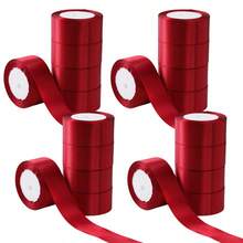 5 卷 4 厘米手工玫瑰缎带，婚礼长椅蝴蝶结装饰，花卉礼品包装饰边，新娘派对装饰，返校情人节