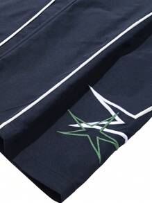 Pantalones deportivos casuales de unicolor para hombres, pantalones de chándal rectos y sueltos con cintura elástica con cordón, diseño bordado, aptos para uso diario