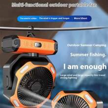 10800mAh Camping Fan With LED Light, 100-Gear Adjustable Wind Speed, Built-In Hook, Rechargeable Battery-Powered Outdoor Tent Fan With Timer, 5 Speeds USB Fan, Suitable For Outdoor Tent, Construction Site, Camping, Traveling, Holiday, Back To School, Halloween