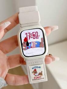 夏季韩国时尚狗磁性尼龙表带 + 表壳适用于 10 Ultra 9 8 7 6 SE 5 可爱透气表带 42mm 46mm 49mm 45 40 42 44 38 女孩礼物