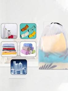 5 Stücke Kordelzugbeutel, transparente mattierte Kunststoff Haushaltsunterwäsche, Reiseschuhe, Aufbewahrungskleidung, Kleidung, Verpackungstaschen, Lagertaschen für Make-up, Lippenstift, Kosmetikaufbewahrungstaschen. Tragbare Mehrzweck-Aufbehaltstaschen