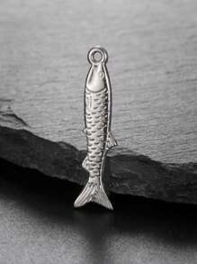 1 pieza Colgante con forma de pez pequeño 3D de acero inoxidable para pulsera, collar, manualidades