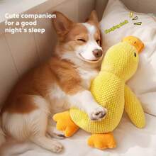 Muñeco de peluche de pato amarillo chillón, juguetes masticables para mascotas para su auto-entretenimiento, para moler los dientes, resistentes a las mordeduras, muñeco interactivo con sonidos realistas de cacareo