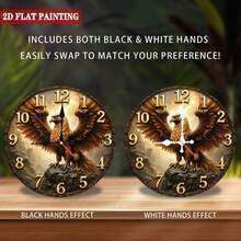 2D Flat Golden Eagle Wall Clock Decorative Art Unique Design10-Inch Silent Wooden Wall Clock, Battery Powered (AA Not Included), Elegant Home Decor For Living Room, Bedroom, Kitchen – Perfect For Artistic Accents - Black - View 7