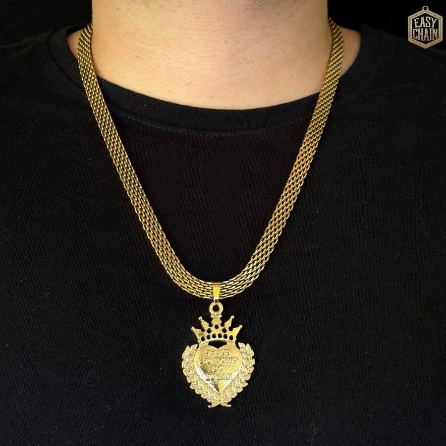 Old Coin Chain | Influencer Model With Differentiated Pendants - Nino Colgante Jesús es el Dueño del Lugar - Ver 1