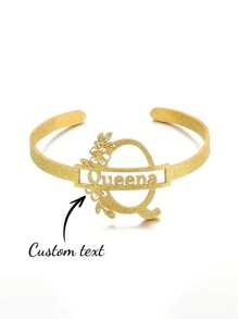 1PC Personalized First Letter Name Bracelet - Custom Birthday Flower Jewelry, For Women, Mother, Anniversary - 304 Stainless Steelining Nameplate - Her Elegant Birthday Flower Charm Pendant, Mom, Wife - Romantic Custom Gift, Decorative Floral Element, Frosted