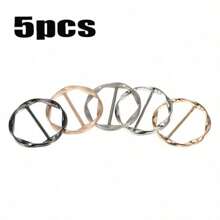 5 Scarf Ring Clips, T-Shirt Tie Clips, Women's Fashion Metal Round Shirt Clips, Scarf Rings, Clothes Corner Knots, Button Shirt Clips, Women's Clothing Decoration Accessories (5 Colors)