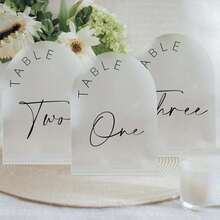 10pcs Acrylic Arched Table Number Signs 1-20 With Holders, 3.93*5.9 Inch Arched Acrylic Signage, English Letters, Arched Acrylic Table Numbers For Wedding, Housewarming, Party, Restaurant, Birthday - Matte Black - View 6