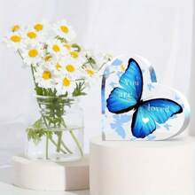 Acryl-Herz-förmige Geschenke für Frauen, Schmetterlingsthematische inspirierende Tischdekorationen, geschnitzte Souvenirs, Mittelstücke für den Tisch, Dankesgeschenke, Geburtstagsgeschenke, Weihnachtsgeschenke
