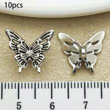 10/20 piezas surtidas de pendientes de aleación con diseño de mariposa antiguo plateado, adecuados para hacer collares, pendientes, llaveros y otros accesorios de joyería DIY