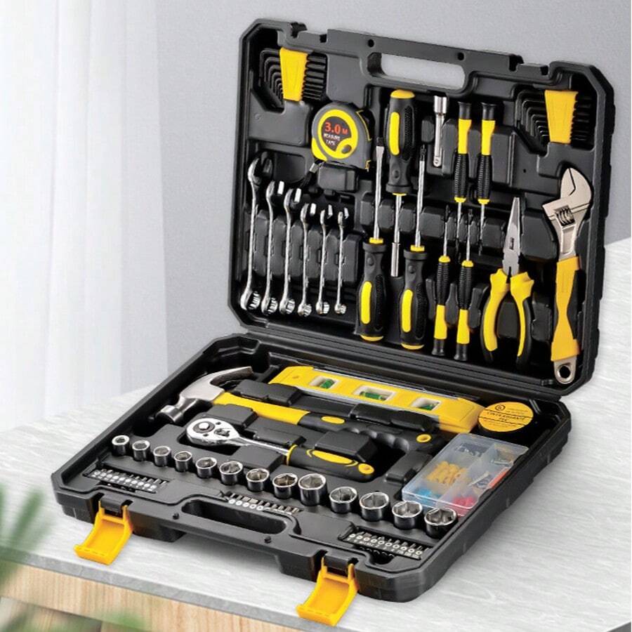 108-Piece Household Mechanic Tool Set, Craftsman Basic Tool Kit, Mechanic Hand Tool Set For DIY Enthusiasts