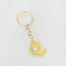 1 pièce Porte-clés pendentif en métal avec 26 lettres strass, style coréen minimaliste. Porte-clés de voiture, accessoire de sac à la mode, petit cadeau, cadeau pour elle, cadeau pour femme