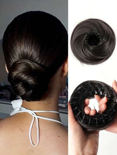 4-Inch Expandable Elegant Women's Hair Bun Maker | High-Temperature Fiber, Suitable For All Hair Types, Adhesive Design, Easy Bun Styling, Fashionable Black Hair Bun Maker