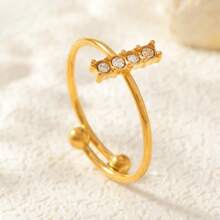 Juego de anillos con baño de oro al estilo francés para mujer, set único de anillos de circonita sintética con diseños de corazón, luna y delfín, anillos ligeros y de lujo, anillos de acero inoxidable sencillos pero elegantes, regalos para fiestas y cumpleaños, parejas
