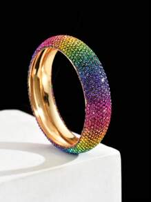 1 pièce Bracelet vintage bohème de luxe tout en strass, imprimé léopard, disponible en tailles petite/moyenne/grande, convient pour un usage quotidien, les trajets, les fêtes, les occasions formelles, cadeau de bijoux (couleur aléatoire)