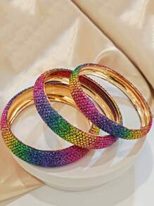 1 pièce Bracelet vintage bohème de luxe tout en strass, imprimé léopard, disponible en tailles petite/moyenne/grande, convient pour un usage quotidien, les trajets, les fêtes, les occasions formelles, cadeau de bijoux (couleur aléatoire)