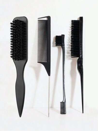 4pcs/Set Slick Back Hair Brush For Sleek Ponytail Bun & Smoothing Hairs, Flyaways, Edge ControlBackcombing & Teasing Hairbrush WithWide Rat Tail For Sectioning & Parting,Hair Brush, Comb, Hair Tools, HairProducts And Accessories For BarberSalon Beauty Travel Essentials,Back To School,Travel Holiday Essentials,Hair Accessories For Women,Brush,Hair Brushes,Edge Brush,Brush Hair,Hair Comb,Comb Hair,Detangling Brush,Ball Brush,Mini Hair Brush,Hair Brush Set,Wooden Comb,Hair Brush, Brush, Comb, Slick Back Brush, Hairbrush, Edge Brush, Brush Hair, Hair Comb, Hair Brush Set, Comb Hair, Mini Hair Brush, Detangling Brush, Hair Brushes,Hair, Accessories, Hair Products, Hair Tools, Hair Stuff, Hair Care, Curly Hair Brush, Barber, Barber Accessories, Hairdressing Equipment,Travel Essentials,Travel Essential,Hairstyle,Hairdressing