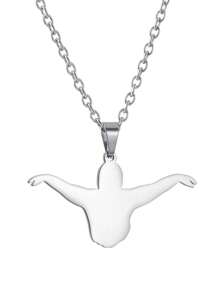 1 Pc Taekwondo Kongfu Fight Figure Women Men Pendant Necklace Stainless Steel Karate Fight Chain Necklace Jewelry For Sportsman