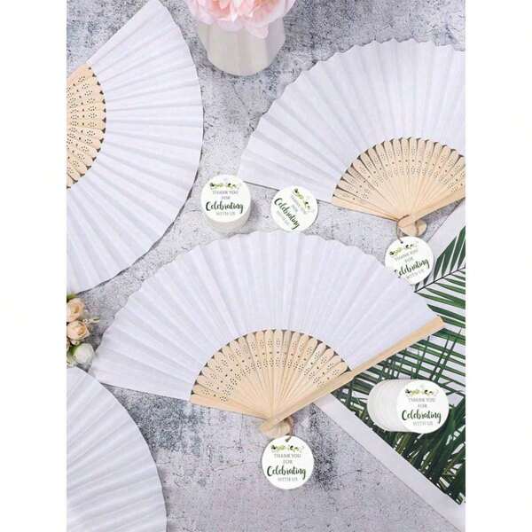 15pcs White Folding Heart Shape Handheld Paper Fan, Wedding Handheld Fan Set With Organza Bag With Tag And Jute Rope, Fun DIY, Valentine's Day New Year Gift, Home Decor, Suitable For Wedding Bridal Shower Decoration, Wedding Favors, Party Favors